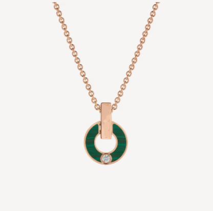 [Moco]GARI NECKLACE PINK GOLD MALACHITE