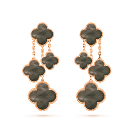 [Moco]CLOVER EARRINGS DARK MOP 4 MOTIFS ROSE GOLD