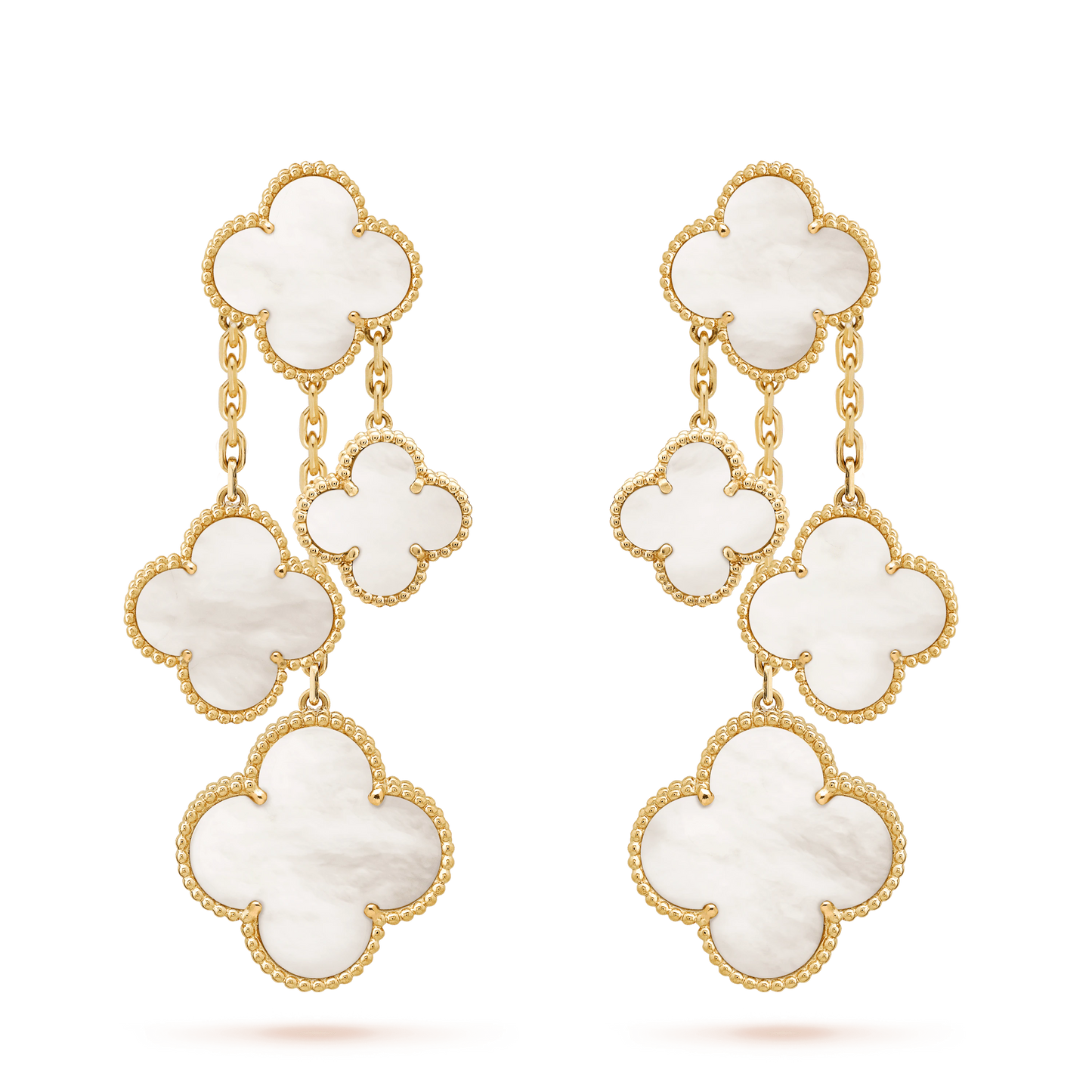 [Moco]CLOVER EARRINGS WHITE MOP 4 MOTIFS GOLD