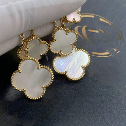 [Moco]CLOVER EARRINGS WHITE MOP 4 MOTIFS GOLD