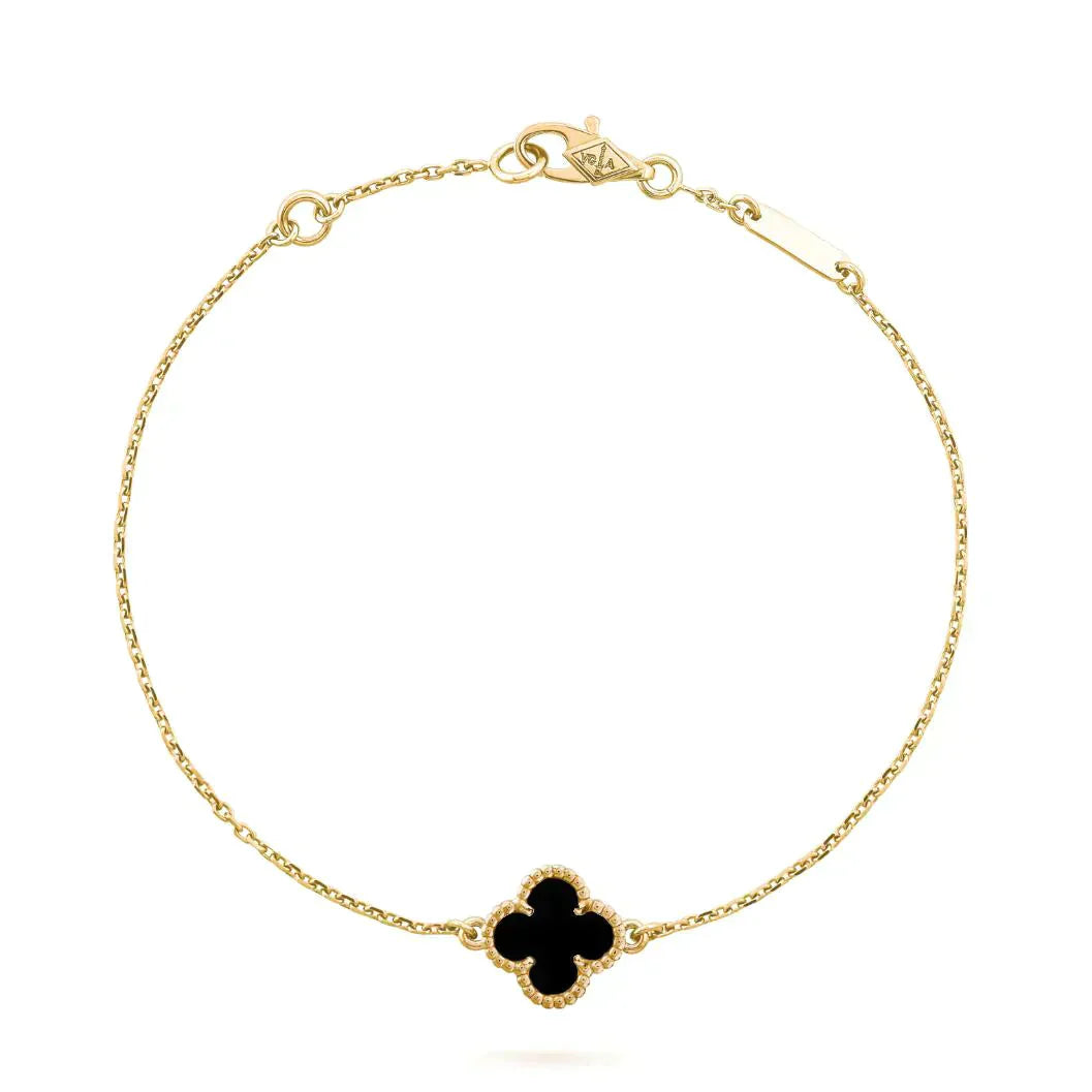 [Moco]CLOVER ONYX SINGLE FLOWER BRACELET