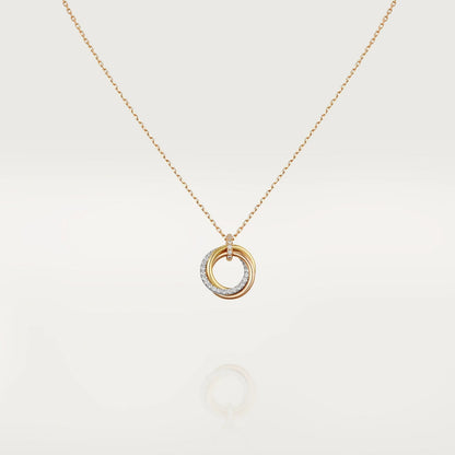 [Moco]TRINITY NECKLACE SILVER GOLD PINK GOLD DIAMONDS