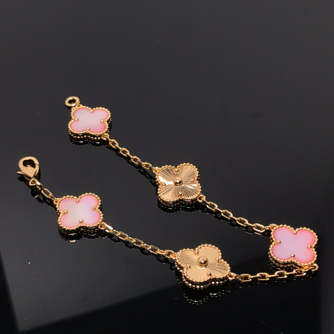 [Moco]CLOVER BRACELET 5 MOTIF PINK AND PINK GOLD